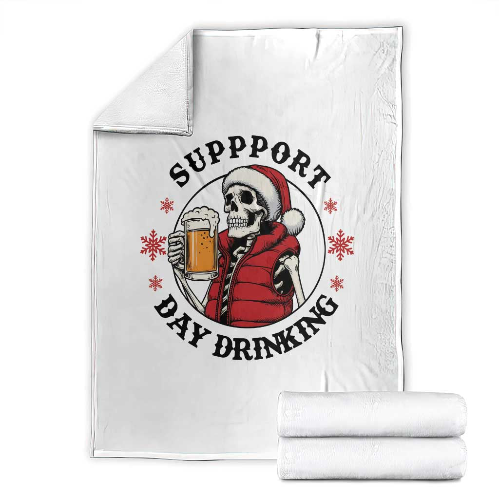 Funny Skeleton Beer Christmas Throw Blanket Support Day Drinking - Wonder Print Shop