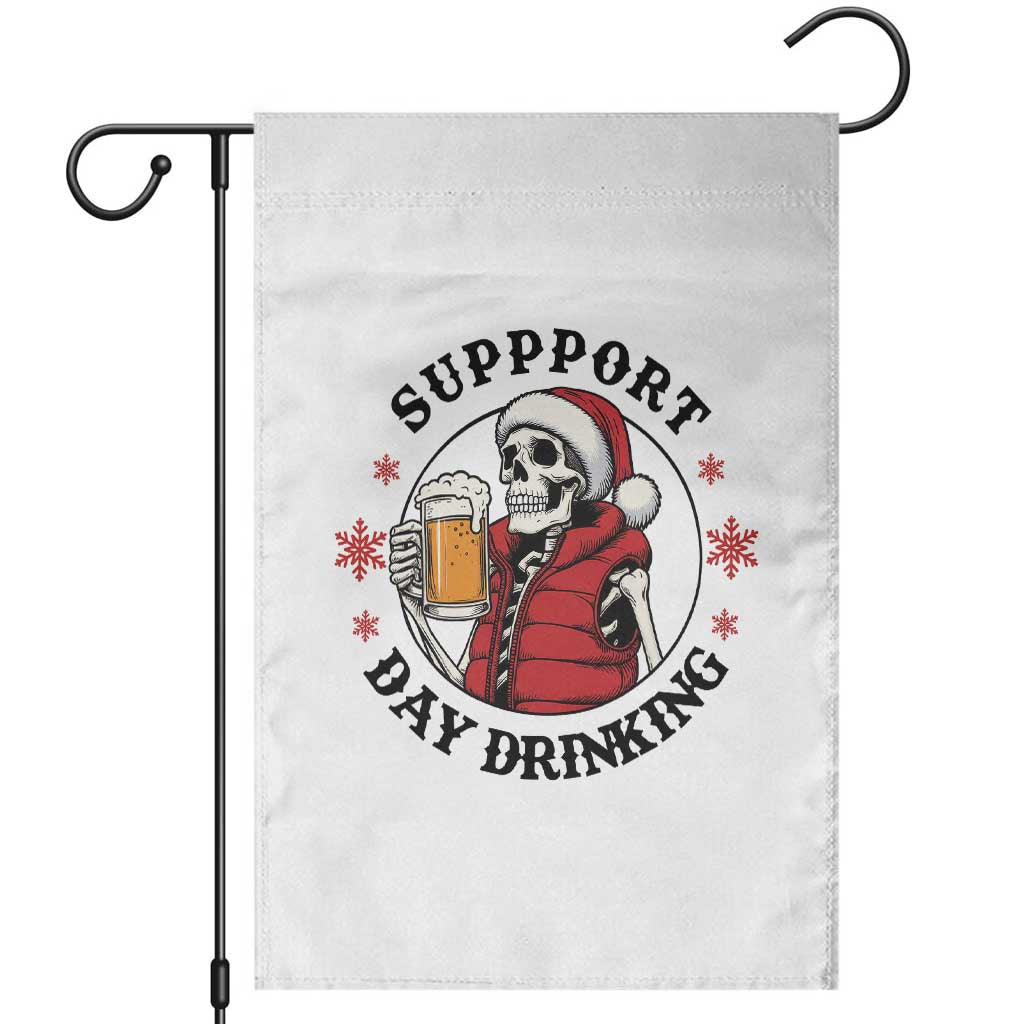Funny Skeleton Beer Christmas Garden Flag Support Day Drinking - Wonder Print Shop