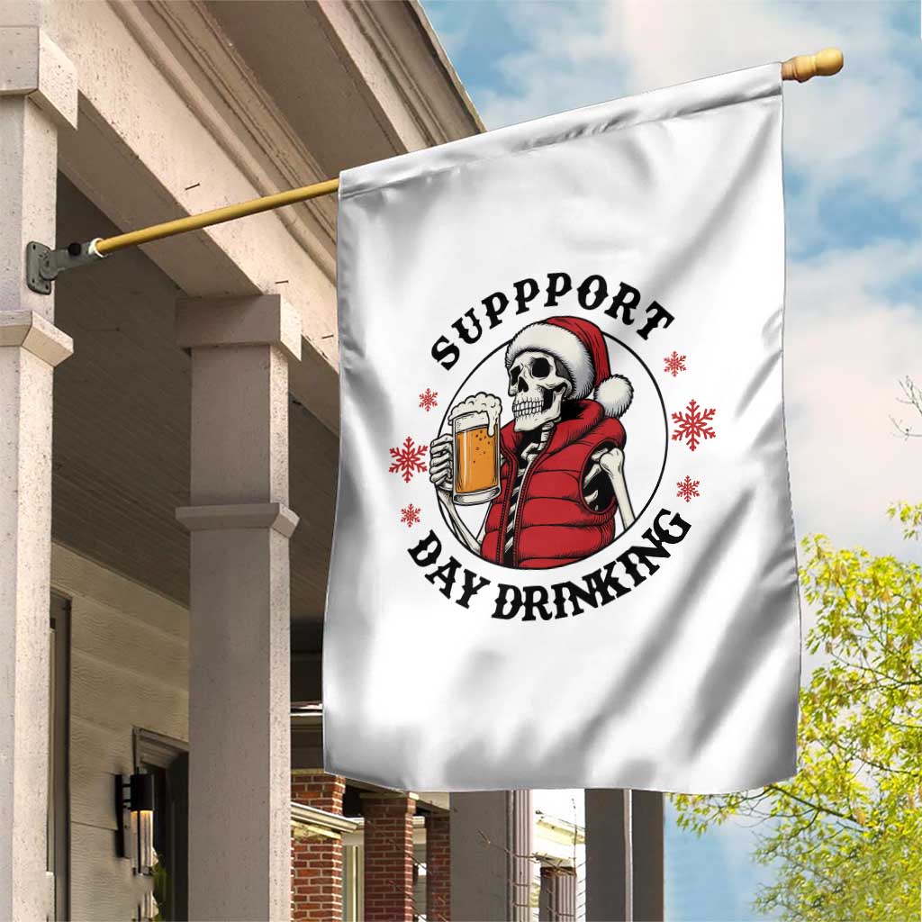 Funny Skeleton Beer Christmas Garden Flag Support Day Drinking - Wonder Print Shop