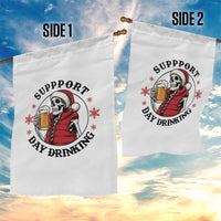 Funny Skeleton Beer Christmas Garden Flag Support Day Drinking - Wonder Print Shop