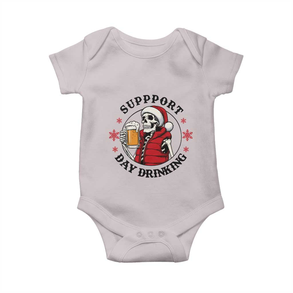 Funny Skeleton Beer Christmas Baby Onesie Support Day Drinking - Wonder Print Shop