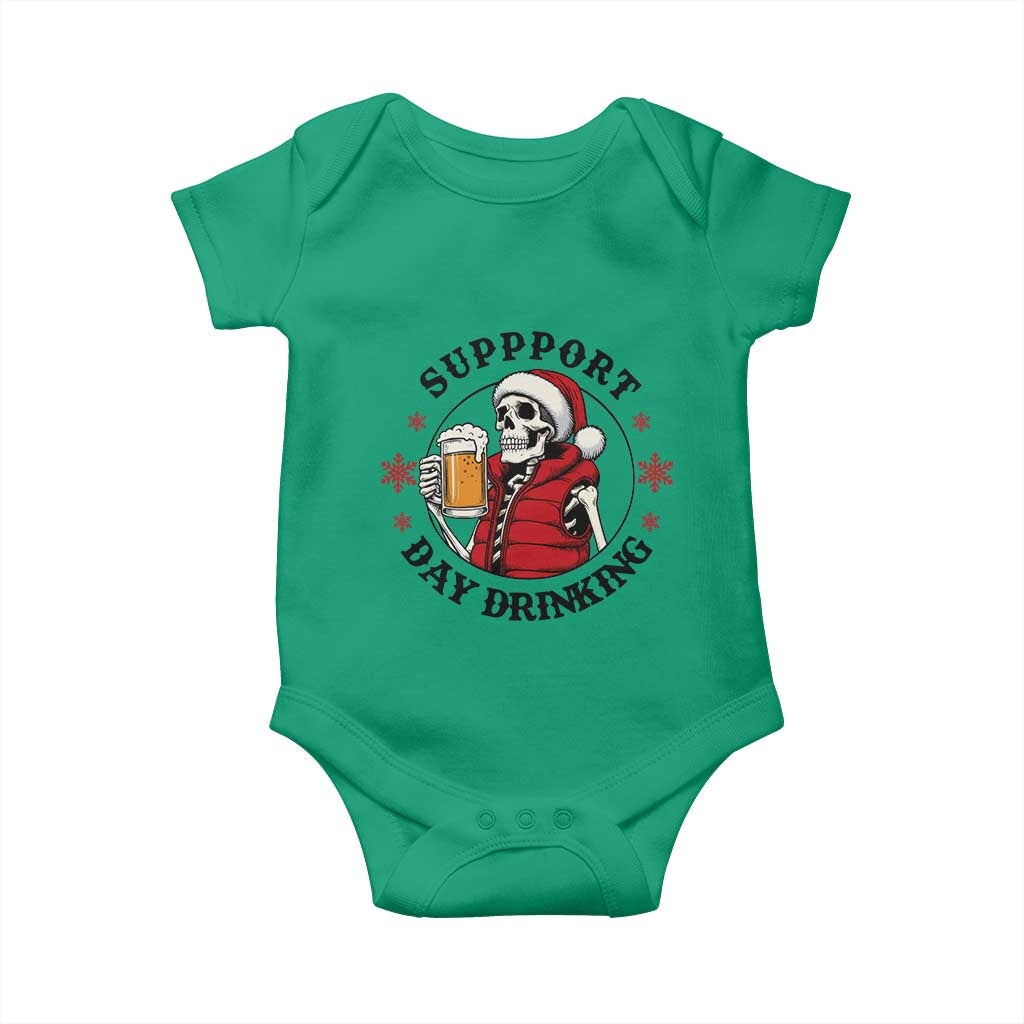 Funny Skeleton Beer Christmas Baby Onesie Support Day Drinking - Wonder Print Shop