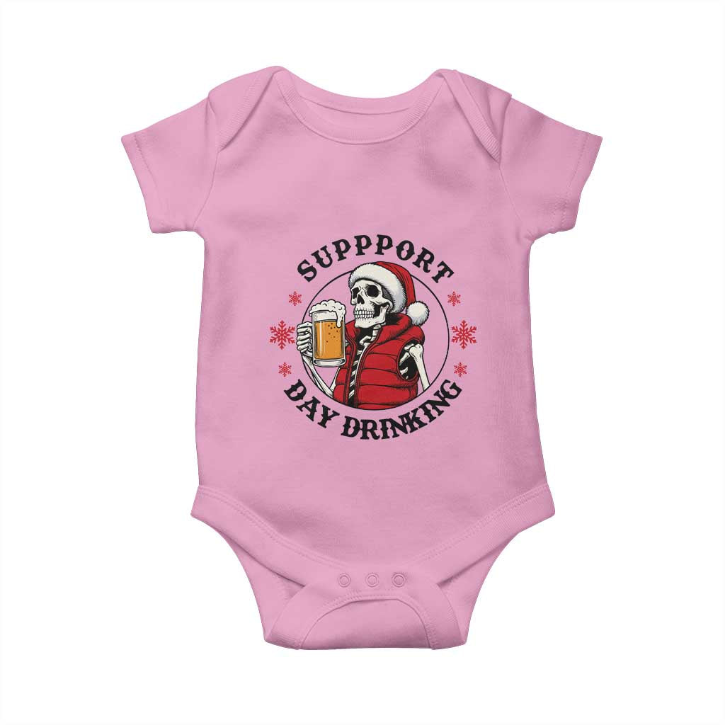 Funny Skeleton Beer Christmas Baby Onesie Support Day Drinking - Wonder Print Shop