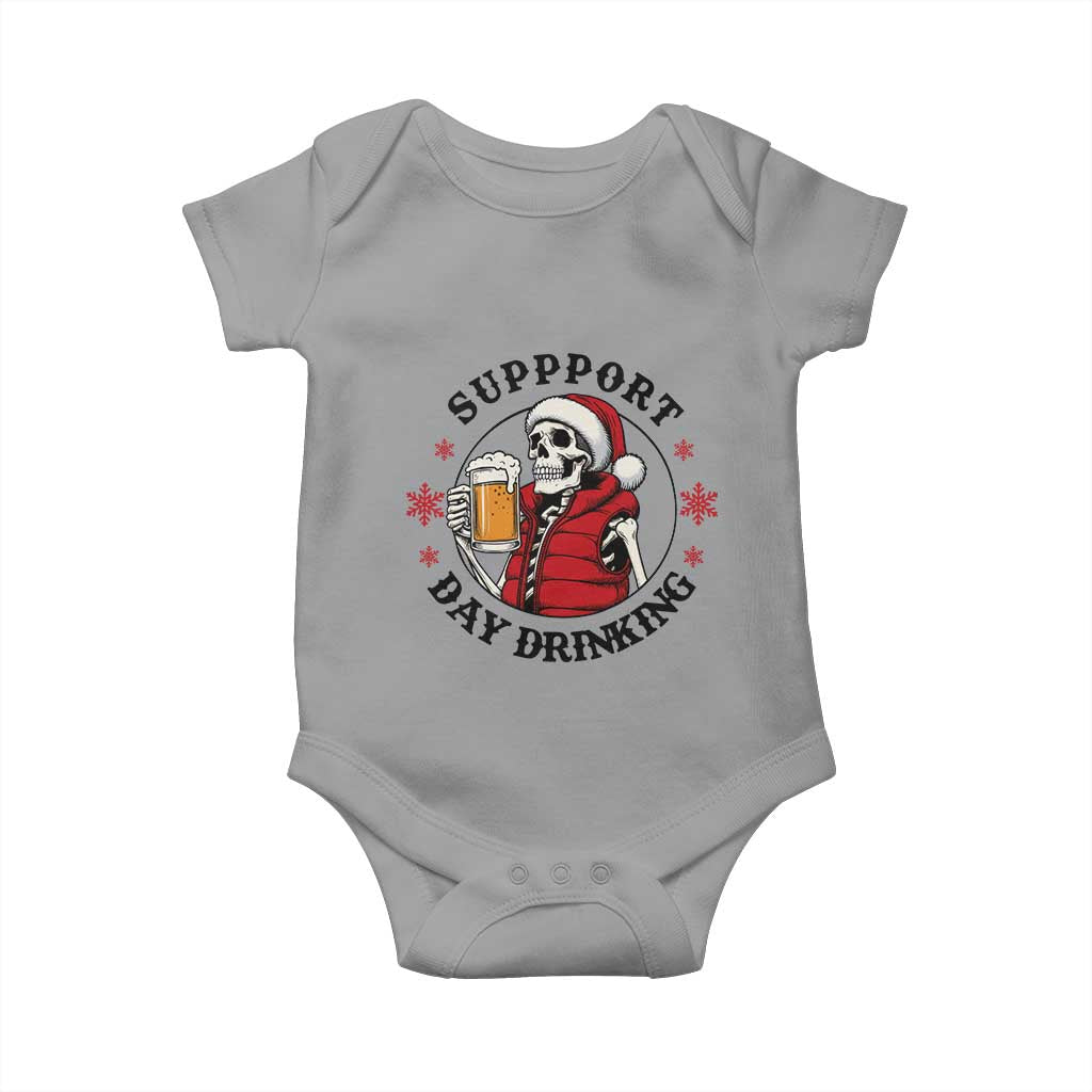 Funny Skeleton Beer Christmas Baby Onesie Support Day Drinking - Wonder Print Shop