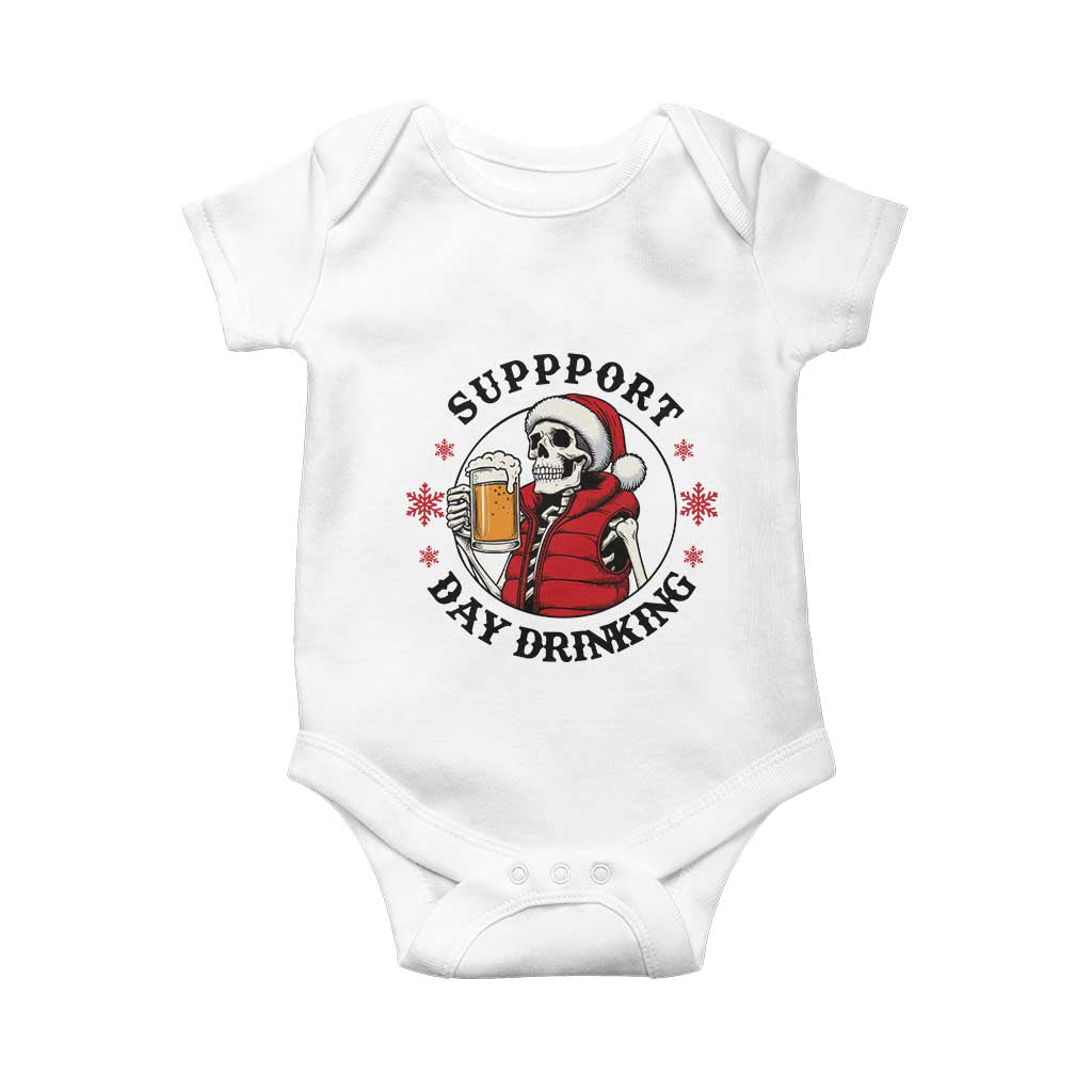 Funny Skeleton Beer Christmas Baby Onesie Support Day Drinking - Wonder Print Shop