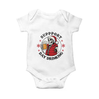 Funny Skeleton Beer Christmas Baby Onesie Support Day Drinking - Wonder Print Shop