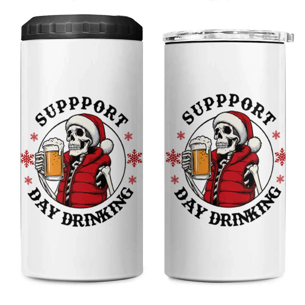 Funny Skeleton Beer Christmas 4 in 1 Can Cooler Tumbler Support Day Drinking - Wonder Print Shop