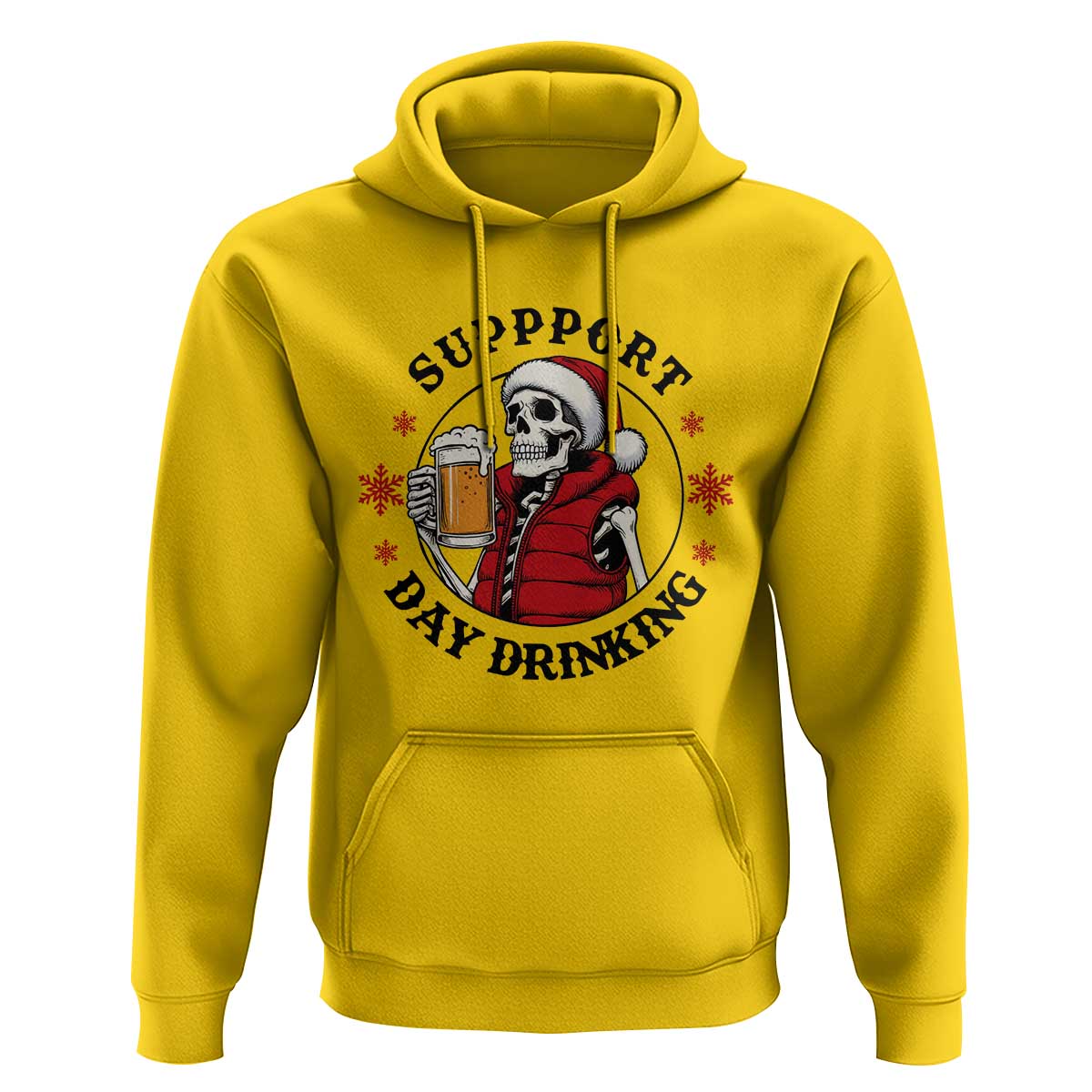 Funny Skeleton Beer Christmas Hoodie Support Day Drinking - Wonder Print Shop