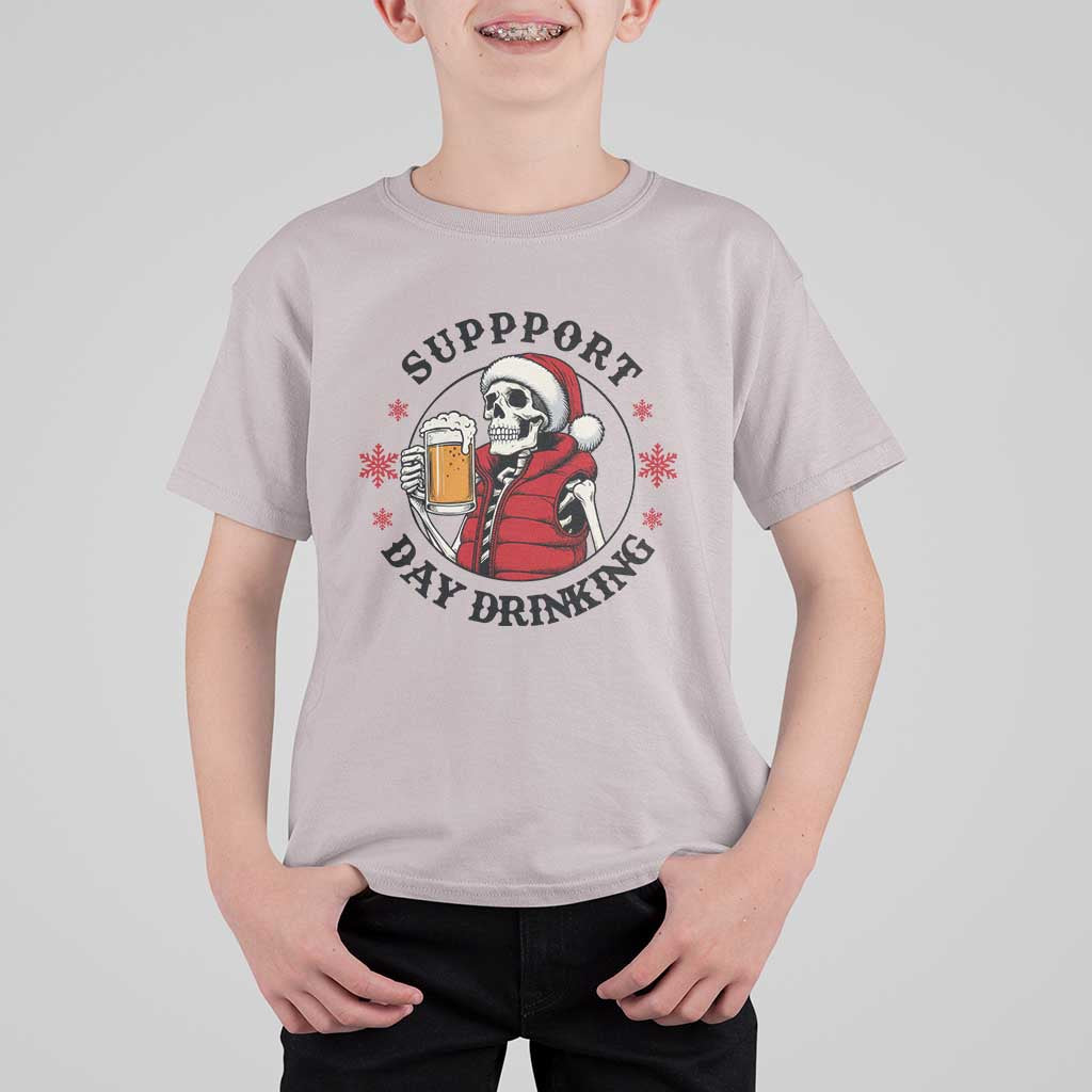 Funny Skeleton Beer Christmas T Shirt For Kid Support Day Drinking - Wonder Print Shop
