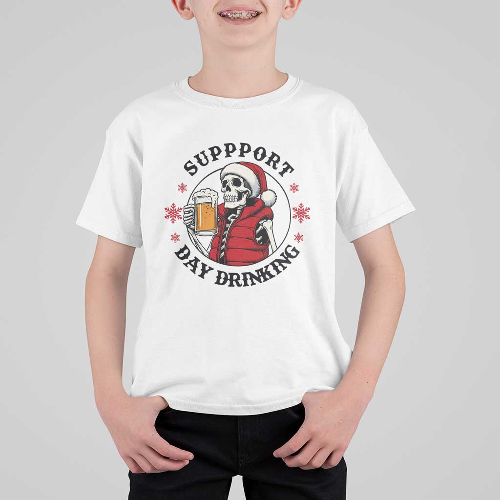 Funny Skeleton Beer Christmas T Shirt For Kid Support Day Drinking - Wonder Print Shop