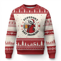 Funny Skeleton Beer Xmas Ugly Christmas Sweater Support Day Drinking - Wonder Print Shop