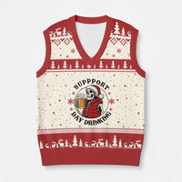 Funny Skeleton Beer Xmas V-Neck Knit Sweater Vest Support Day Drinking - Wonder Print Shop