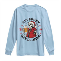 Funny Skeleton Beer Christmas Long Sleeve Shirt Support Day Drinking - Wonder Print Shop