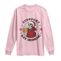 Funny Skeleton Beer Christmas Long Sleeve Shirt Support Day Drinking - Wonder Print Shop