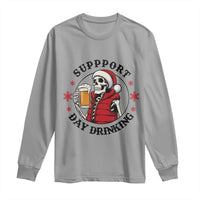 Funny Skeleton Beer Christmas Long Sleeve Shirt Support Day Drinking - Wonder Print Shop