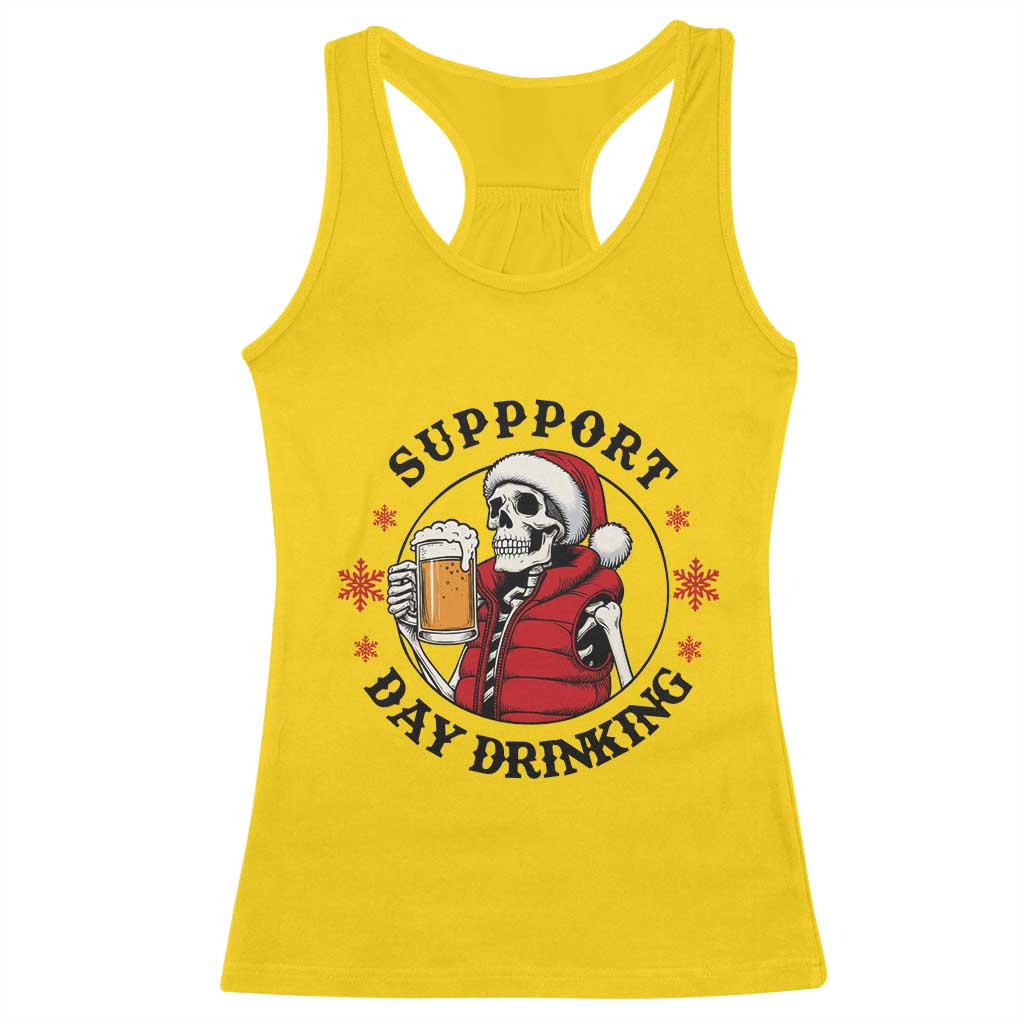 Funny Skeleton Beer Christmas Racerback Tank Top Support Day Drinking - Wonder Print Shop