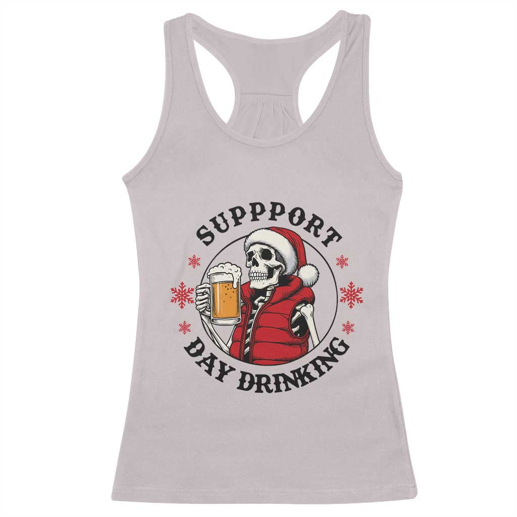 Funny Skeleton Beer Christmas Racerback Tank Top Support Day Drinking - Wonder Print Shop