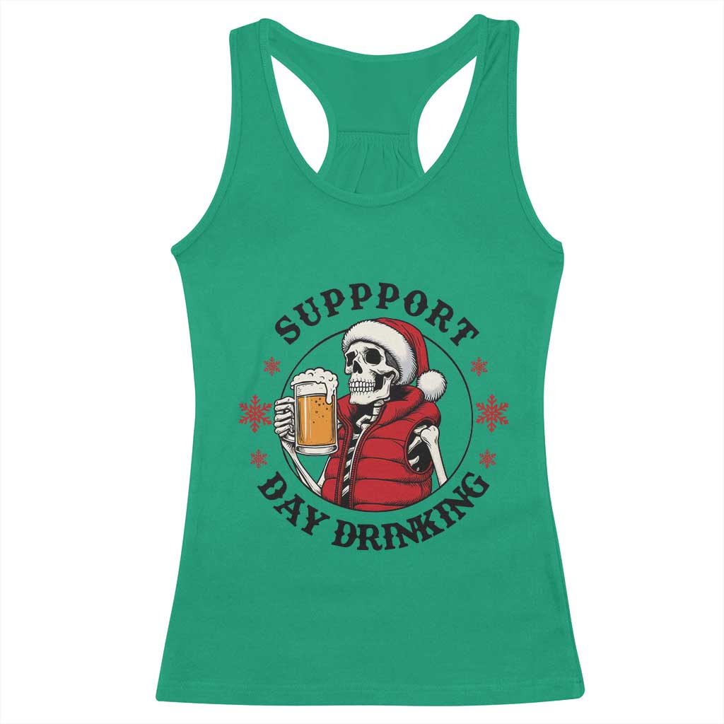 Funny Skeleton Beer Christmas Racerback Tank Top Support Day Drinking - Wonder Print Shop