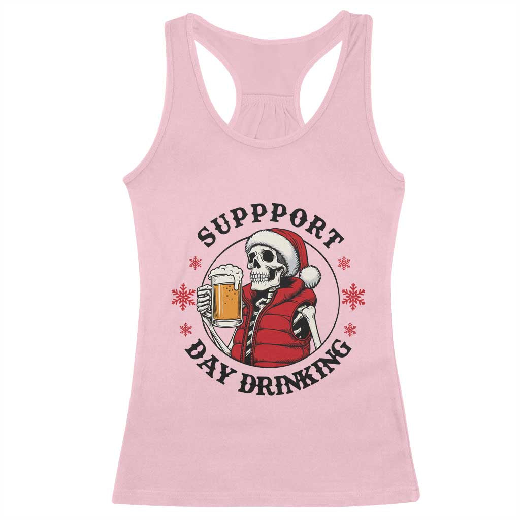 Funny Skeleton Beer Christmas Racerback Tank Top Support Day Drinking - Wonder Print Shop