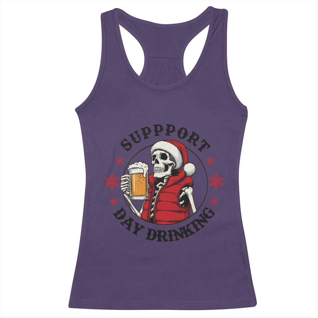Funny Skeleton Beer Christmas Racerback Tank Top Support Day Drinking - Wonder Print Shop