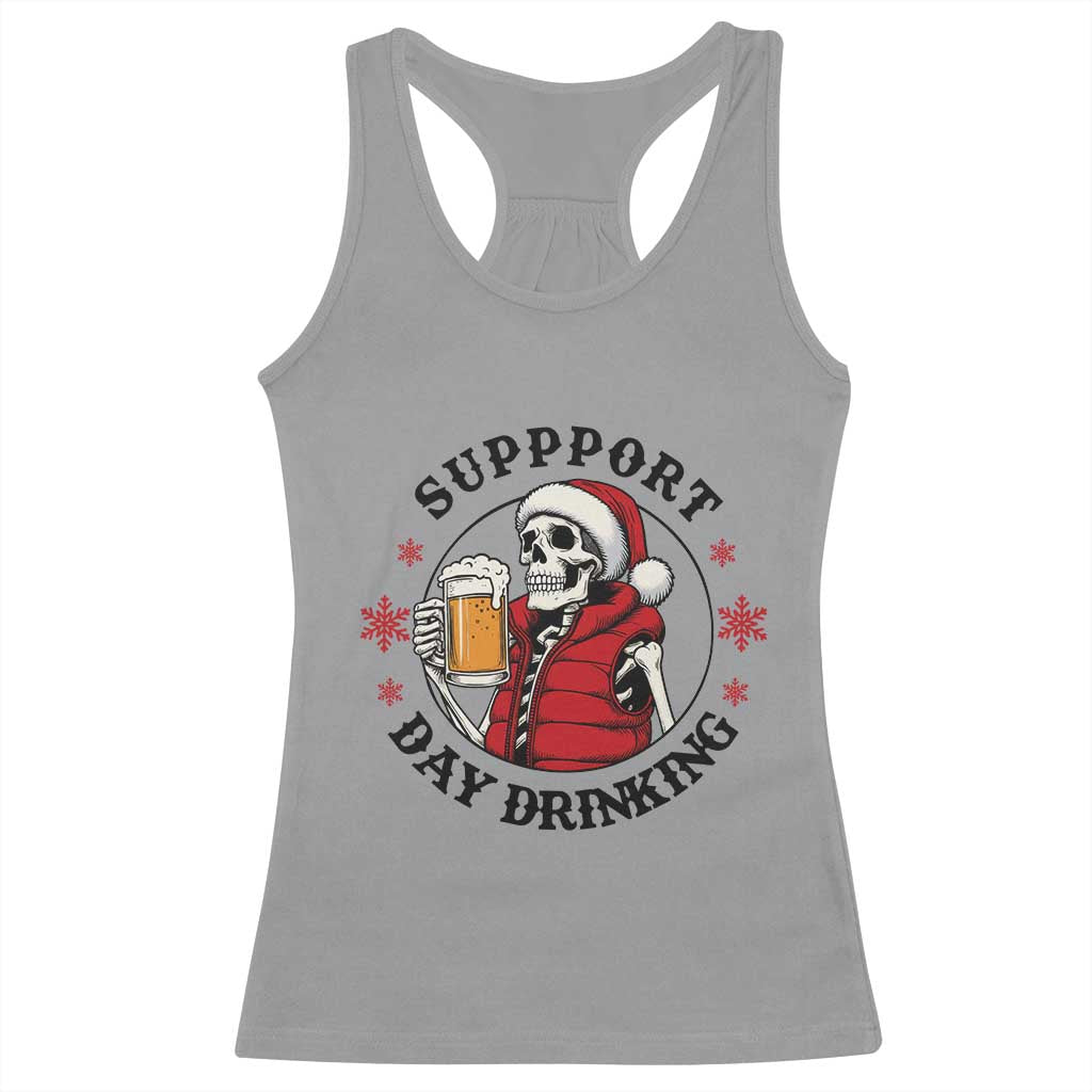 Funny Skeleton Beer Christmas Racerback Tank Top Support Day Drinking - Wonder Print Shop