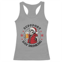 Funny Skeleton Beer Christmas Racerback Tank Top Support Day Drinking - Wonder Print Shop