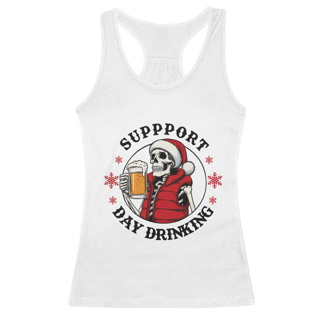 Funny Skeleton Beer Christmas Racerback Tank Top Support Day Drinking - Wonder Print Shop