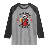 Funny Skeleton Beer Christmas Raglan Shirt Support Day Drinking - Wonder Print Shop