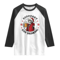 Funny Skeleton Beer Christmas Raglan Shirt Support Day Drinking - Wonder Print Shop