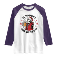 Funny Skeleton Beer Christmas Raglan Shirt Support Day Drinking - Wonder Print Shop