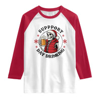 Funny Skeleton Beer Christmas Raglan Shirt Support Day Drinking - Wonder Print Shop
