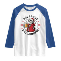 Funny Skeleton Beer Christmas Raglan Shirt Support Day Drinking - Wonder Print Shop