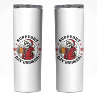 Funny Skeleton Beer Christmas Skinny Tumbler Support Day Drinking - Wonder Print Shop