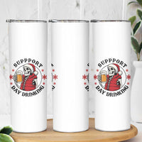 Funny Skeleton Beer Christmas Skinny Tumbler Support Day Drinking - Wonder Print Shop
