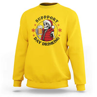 Funny Skeleton Beer Christmas Sweatshirt Support Day Drinking - Wonder Print Shop