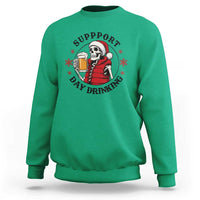 Funny Skeleton Beer Christmas Sweatshirt Support Day Drinking - Wonder Print Shop
