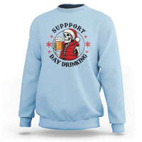 Funny Skeleton Beer Christmas Sweatshirt Support Day Drinking - Wonder Print Shop