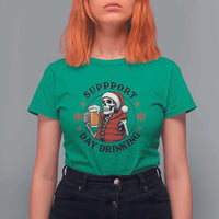 Funny Skeleton Beer Christmas T Shirt For Women Support Day Drinking - Wonder Print Shop