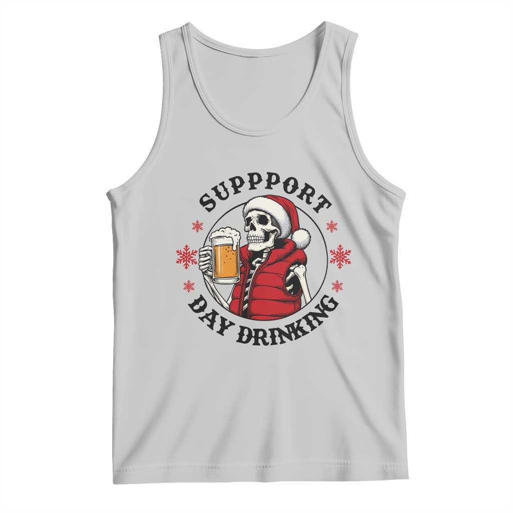 Funny Skeleton Beer Christmas Tank Top Support Day Drinking - Wonder Print Shop