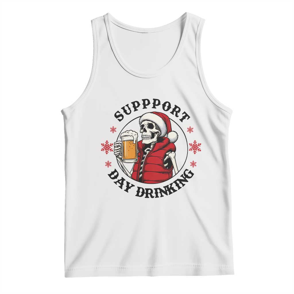 Funny Skeleton Beer Christmas Tank Top Support Day Drinking - Wonder Print Shop