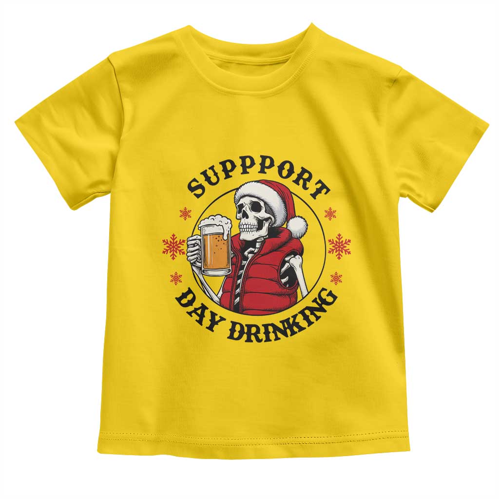 Funny Skeleton Beer Christmas Toddler T Shirt Support Day Drinking - Wonder Print Shop