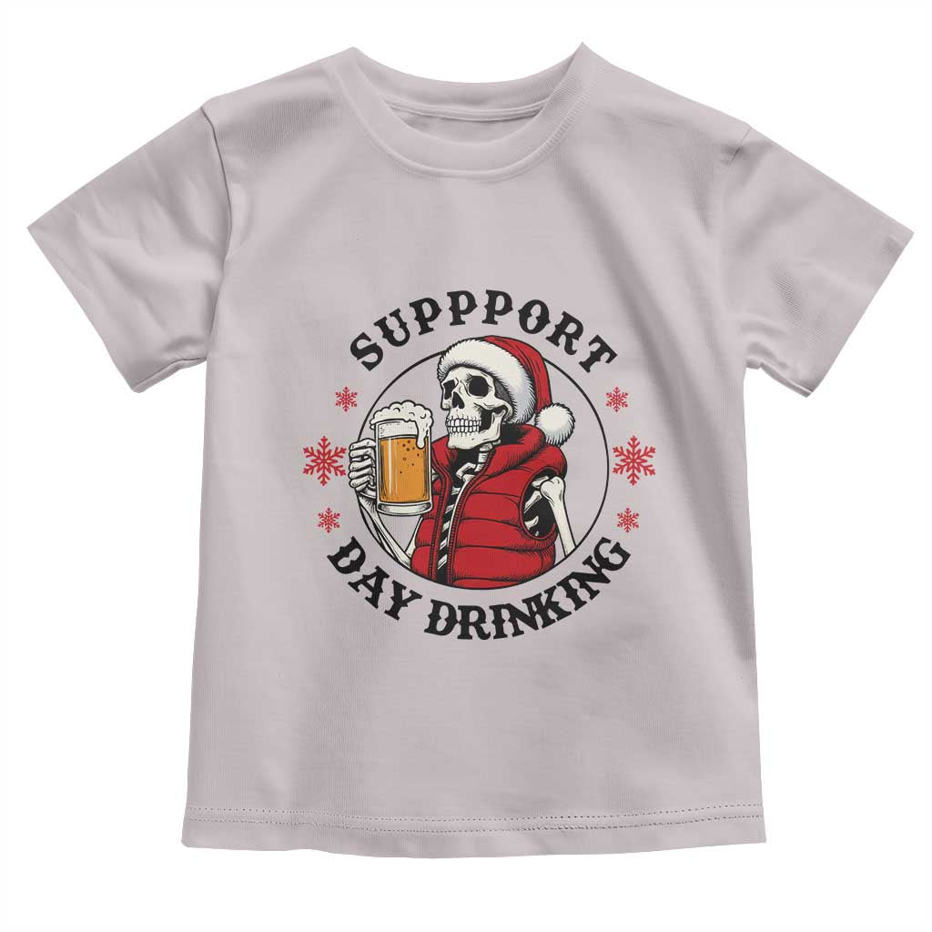 Funny Skeleton Beer Christmas Toddler T Shirt Support Day Drinking - Wonder Print Shop