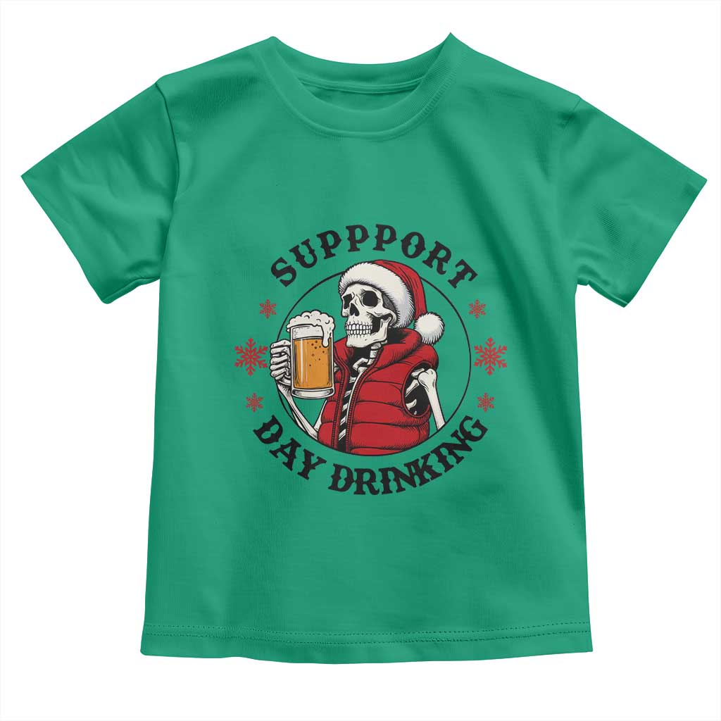 Funny Skeleton Beer Christmas Toddler T Shirt Support Day Drinking - Wonder Print Shop
