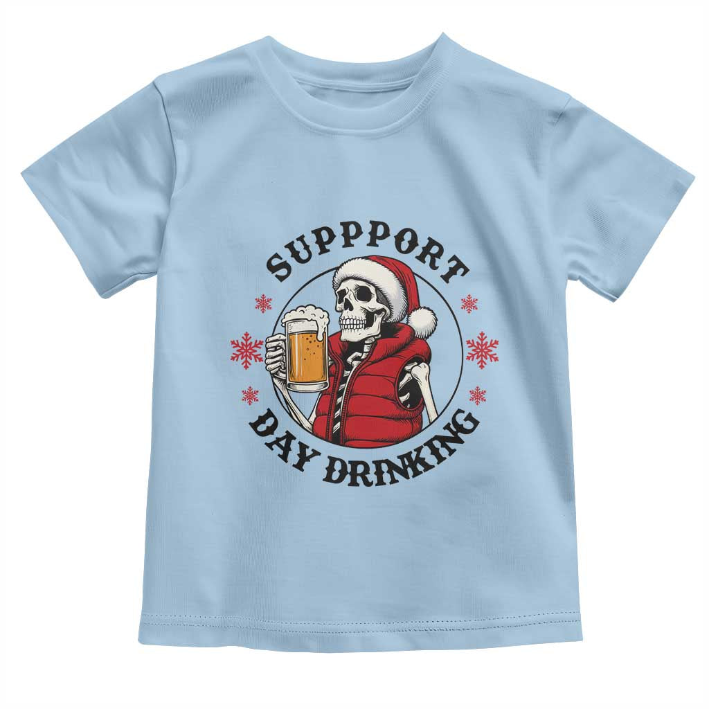 Funny Skeleton Beer Christmas Toddler T Shirt Support Day Drinking - Wonder Print Shop