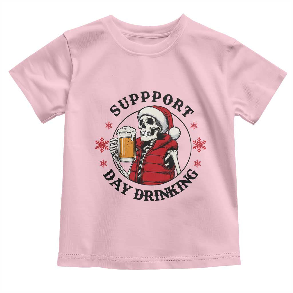 Funny Skeleton Beer Christmas Toddler T Shirt Support Day Drinking - Wonder Print Shop