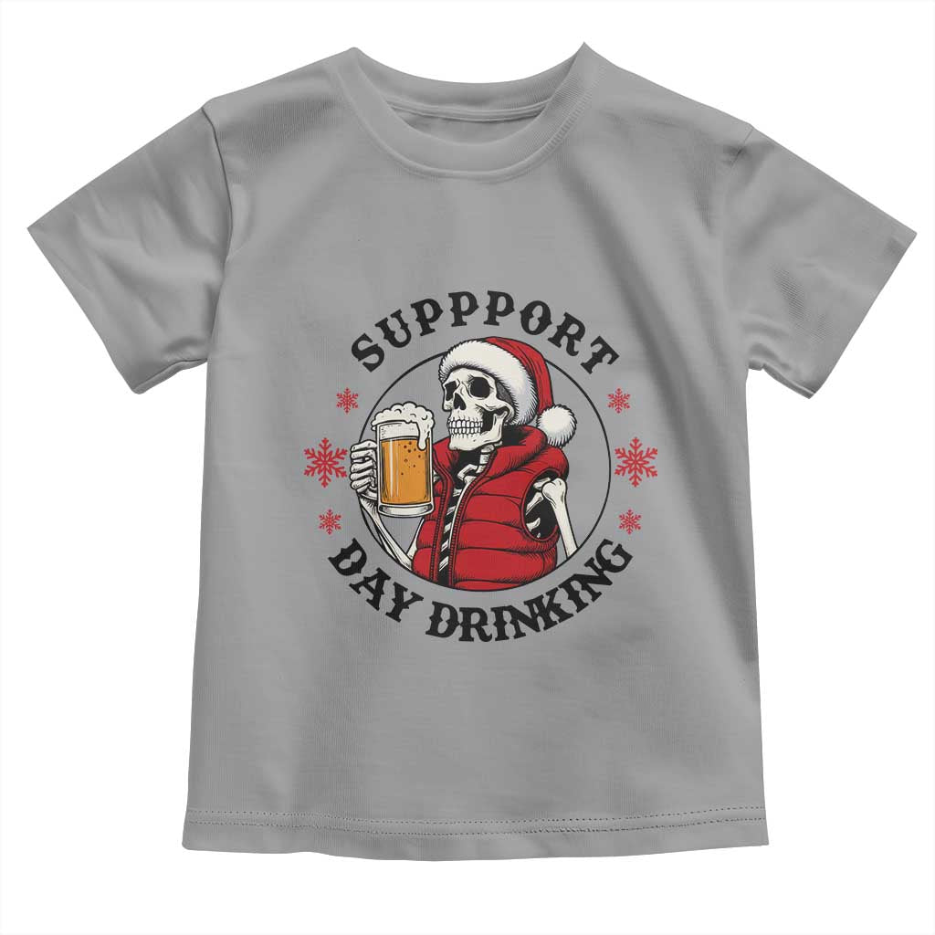 Funny Skeleton Beer Christmas Toddler T Shirt Support Day Drinking - Wonder Print Shop