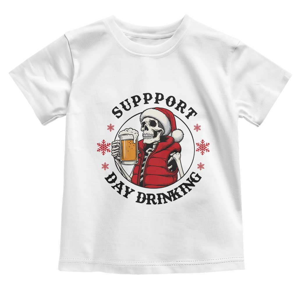 Funny Skeleton Beer Christmas Toddler T Shirt Support Day Drinking - Wonder Print Shop