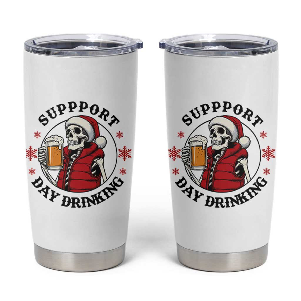 Funny Skeleton Beer Christmas Tumbler Cup Support Day Drinking - Wonder Print Shop