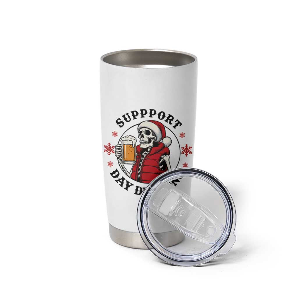 Funny Skeleton Beer Christmas Tumbler Cup Support Day Drinking - Wonder Print Shop
