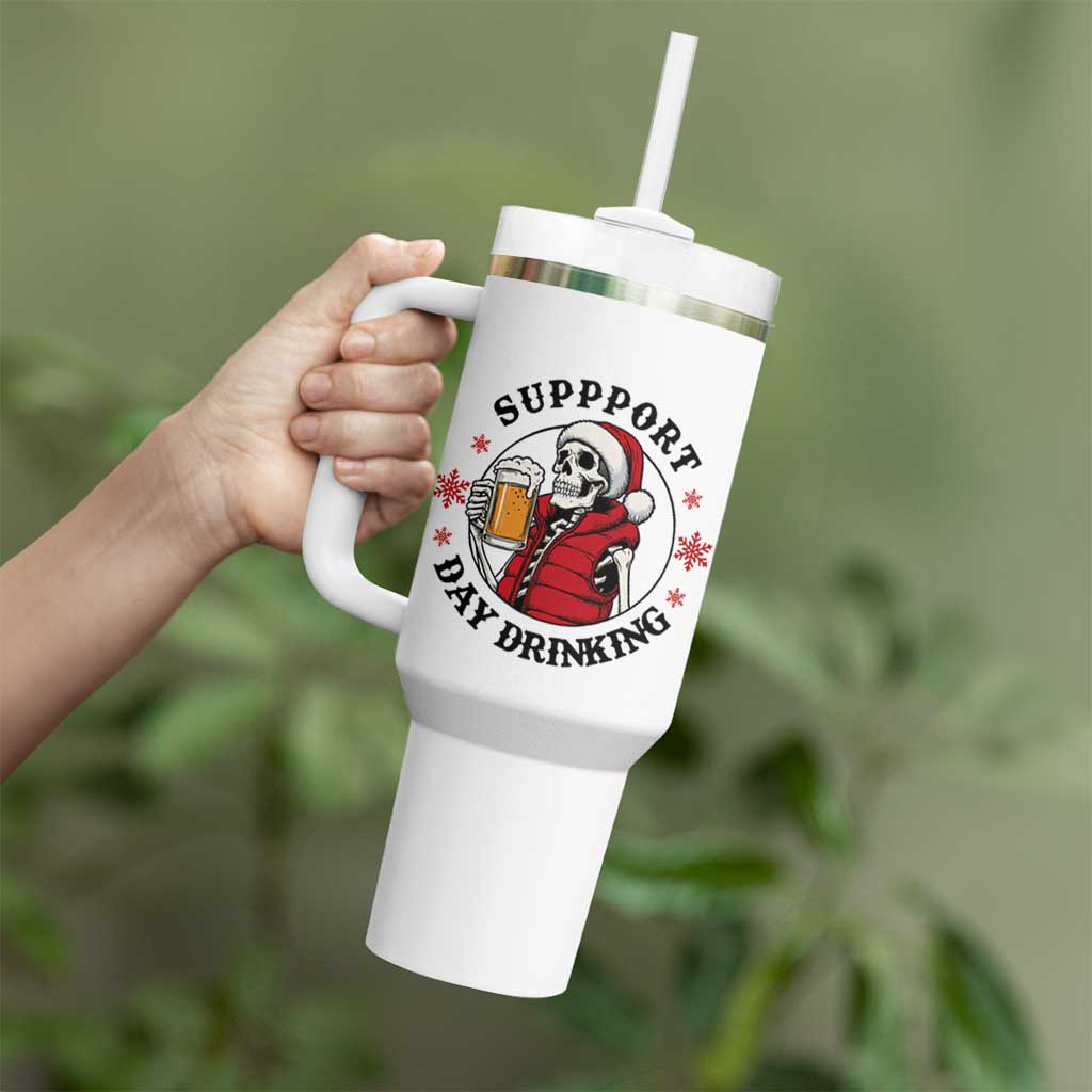 Funny Skeleton Beer Christmas Tumbler With Handle Support Day Drinking - Wonder Print Shop
